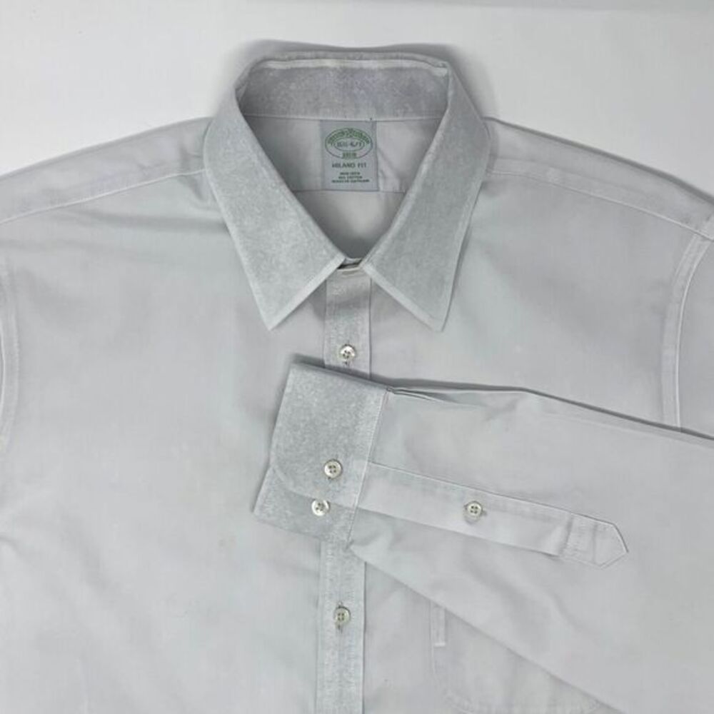 Brooks Brothers Milano Fit 1818‎ White Men's Long Sleeve Shirt Size Large